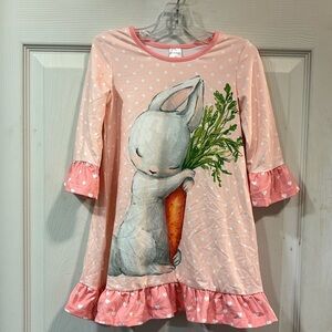 New Penelope Plumm Easter Bunny Rabbit with Carrot Ruffle Dress Nightgown size 3